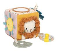 Small Foot - Cube d'éveil en tissu Little Lion, jaune, 11 x 11 x 11 cm, avec hochet et anneau de dentition