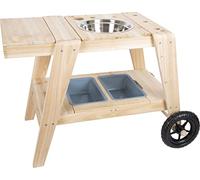 small foot Cuisine de Plein air compacte en Bois, pour l’extérieur Pratique avec Roues, à partir de 3 Ans, 12421, Blanc.