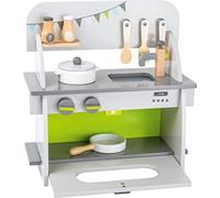 small foot Cuisine d'enfant compacte en bois, avec four, boutons, casserole, etc., à partir de 3 ans, 11158