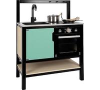 Small Foot Cuisine pour Enfants Industrial en Bois, Jouets à roulettes, 3 Ans, 12433, Noir, Turquoise