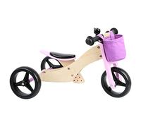 small foot Draisienne et Tricycle Rose, en Bois Rose, Tricycle et draisienne, avec siège réglable, 11612