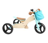 small foot Draisienne et Tricycle Turquoise en bois, 4en1, avec siège réglable et pneus en caoutchouc, dès 1 an, 11610
