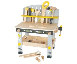 Small Foot Etabli Miniwob Compact en Bois, avec de Nombreux Accessoires et Jeu de vis, pour Enfants 3 +, 11805