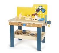 Small Foot Design – Établi « Workshop » avec étau, 4 outils en bois, dès 3 ans, coloré