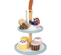small foot Étagère à Cupcakes « Tasty » en Bois, Aliments Jouets pour Enfants, 12434, Blanc.