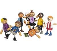 Small Foot Famille de poupées Souples avec bébé, 8 poupées Flexibles en Bois différentes, 12426