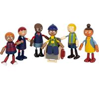 Small Foot Design – Famille de poupées avec fauteuil roulant – 6 poupées en bois – Beige
