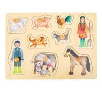 Small Foot 11500 Set de Puzzle La Vie à La Ferme et à La Campagne en Bois avec Différents Motifs, À partir de 12 Mois