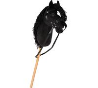 Small Foot Cheval bâton Eddie noir - tête en peluche, crinière, licol, bride, longe (3-8 ans)