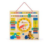Small Foot Design Horloge éducative Die Maus en bois, allemand, date, saisons, heure, dès 3 ans