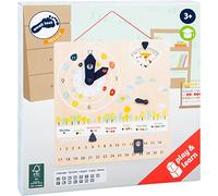 Small Foot Horloge éducative avec Calendrier Educate en Bois pour Apprendre Les horaires, etc., à partir de 3 Ans, 11625