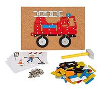 Small Foot Jeu de marteaux Véhicules de la Ville en Bois, avec Planche en liège et Marteau pour Les Enfants à partir de 3 Ans, 12360