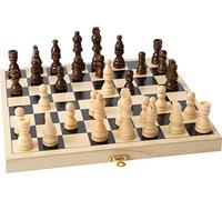 Small Foot Jeu d'échecs de Voyage en Bois, Cassette en Bois Rabattable avec 32 pièces, dès 6 Ans, 2044, Brun, Crème