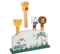 Small Foot Jeu d'encastrement Animaux sauteurs « Safari », avec 4 Figurines d'animaux à Faire Sauter, Jouet d'éveil pour Enfants à partir de 3 Ans, 12758