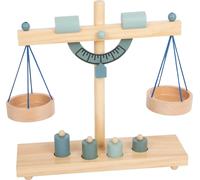 Small Foot Design Balance en bois 11861 - 4 poids colorés, accessoire magasin, dès 3 ans