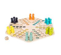 small foot Ludo pour 6 joueurs avec grand plateau en bois, jeu de société pour toute la famille, 4 ans et plus, 1800