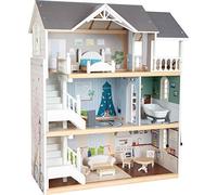 Small Foot Design Maison de poupée Villa bois 3 étages 11802 — façade ouverte, mobilier, gris