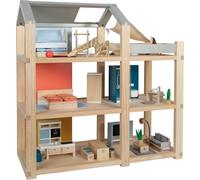 Small Foot Maisonde poupées Nature avec Meubles en Bois, 3 étages, terrasse sur letoit, dès 3 Ans, 12541