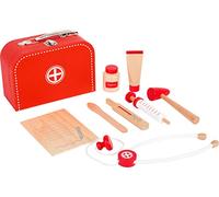 Small Foot Design Malette de docteur en bois 11183, avec seringue, stéthoscope, thermomètre, 3 ans