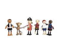 small foot Poupées Souples Pirates Figurines en Bois, 5 Pirates et 1 Singe, Flexibles, dès 3 Ans, 12412