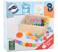 small foot Perles à enfiler créatif en bois certifié 100% FSC®, couleurs & formes rubans inclus, à partir de 3 ans