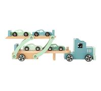Small Foot 11510 Chicago Chariot de Transport en Bois avec Rampe de Chargement Mobile, remorque Amovible et 4 Voitures, à partir de 3 Ans Multicolore