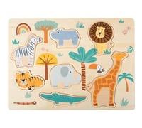 Small Foot Design – Puzzle à poser 11701 Safari – Bois – à partir de 2 ans – Couleurs tendance