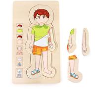small foot 5842 wooden puzzle anatomy boy, skeleton, muscles, bloodstream and in