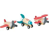Small Foot 11884 Set Avions à remonter avec Trois Grands Avions, en Bois Robuste, à partir de 12 Mois
