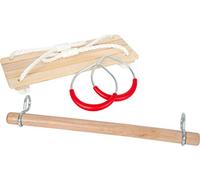 Balançoire Bois 3 En 1 - Petit Pied - Pour Enfant - Trapèze, Swing, Anneaux - Capacité 100 kg