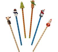 small foot Set de Crayons Noël en Bois, Lot de 6, pour Enfants, idée Cadeau et Calendrier de l'Avent, 12678