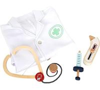 small foot Set de Jeu Blouse de médecin avec de Nombreux Accessoires en Bois, Jeu de rôle, dès 3 Ans, 12225