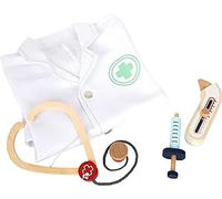 small foot Set de Jeu Blouse de médecin avec de Nombreux Accessoires en Bois, Jeu de rôle, dès 3 Ans, 12225