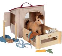 Small Foot Design Set de jeu Cheval avec écurie et accessoires en sac, bleu, dès 2 ans, 12731