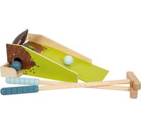 Small Foot Design – Set de minigolf Taupe en bois, jouet de jardin pour enfants à partir de 3 ans