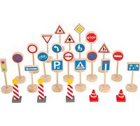 small foot Set de panneaux de signalisation en bois, pour véhicules et chemins de fer, pour enfants 3 ans, 11736