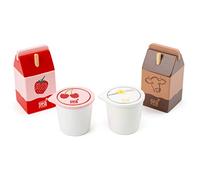 small foot Set de Produits Laitiers, en Bois Jouets de Jeu de Rôle, Accessoires pour La Boutique Marchande et La Cuisine pour Enfant, 11440