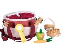 Small Foot Design Set de soins pour chevaux avec sac rouge, ustensiles en bois dès 3 ans 12705