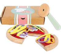 Small Foot Design - Set pizza en bois 12697 - à découper avec boîte et garnitures - Multicolore TU
