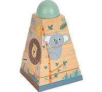 Small Foot Tour d'empilement Safari en Bois, Jouet de motricité à empiler avec des Motifs d'animaux, pour Les Enfants à partir de 12 Mois, 12320