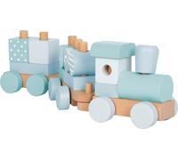 Small Foot Design Train en bois bleu – Jouet emboîtable et empilable 14 éléments – Dès 12 mois