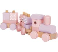 Small Foot Design Train en bois 12694, rose – Jouet à emboîter et empiler, 14 éléments, dès 12 mois