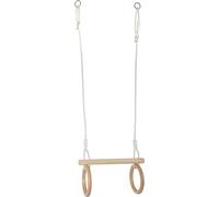 small foot Trapèze avec Anneaux de Gymnastique en Bois, à Fixer s/balançoire/portique, pour Enfants 3 Ans, 11909, Blanc, Naturel