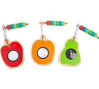 Small Foot11521 Présentoir Outils de Découvertes La Chenille Qui Fait des Trous, en Bois, 3 Différents avec Mousqueton