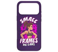 Small Frames Big Gains Funny Fitness Gym Citation Petite Femme Coque pour iPhone 17 Pro Max