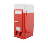 Small Fridge, Beverage Cooler, Double Mode USB Powered Compact Lightweight Portable Easy Setup Space Saver Modern Style, Drink Chiller for Home Travel Camping, 7.68x3.74x3.74Inches, Black, Red