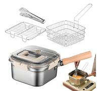 Small Fryer Pot, Deep Fryer Basket, Oil Drip Rack Insert, Compact Cooking Utensils, Convenient Stove Top Setup for Kitchen Outdoor Garden Picnic BBQ Party Camping