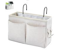 SMALL GOAL Someteth Panier de rangement multifonction à suspendre pour lits superposés et d'hôpitaux, dortoirs, lits, lunettes, livres, téléphones portables, clés (blanc)