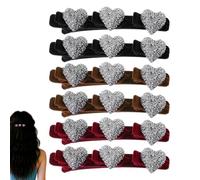 Small Hair Clips - Crystal Stone Non Slip Barrettes 6 Pieces | Sparkling Braid Clips for Straight or Thin Hair Wear, Work, Gym, Running, Dance or Daily Holiday Styling, 3.74x0.59in