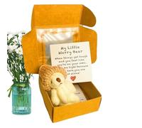 Small, Handmade Plush Toy, Pocket Sized Stuffed Animal, with Inspirational Card, Adorable Keepsake in Box for Baby Shower, Valentines Day, Kids Room Decor, 1 Set